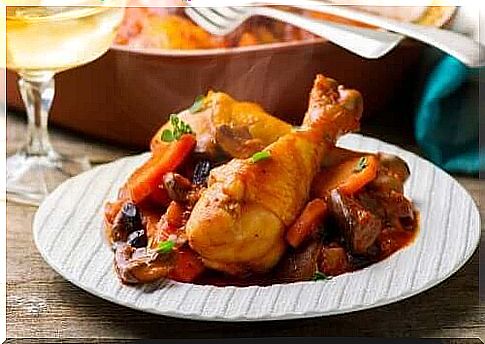 Chicken with citrus fruits