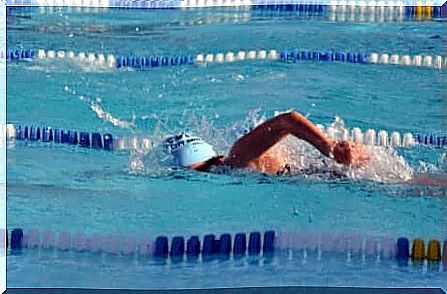 person doing swimming