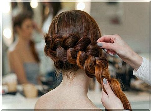 woman with side braid