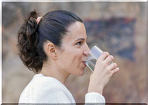 woman drinking water