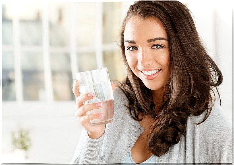 woman drinking water