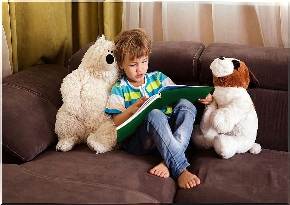 Child encouraging his love for books 